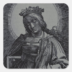 Catherine von Alexandria von Lucas van Leyden Quadratischer Aufkleber