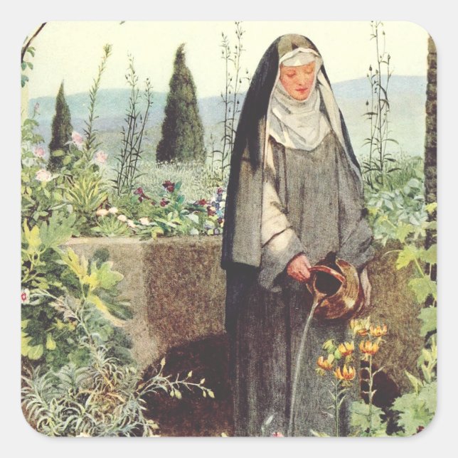 Catherine von Siena Quadratischer Aufkleber (Vorderseite)