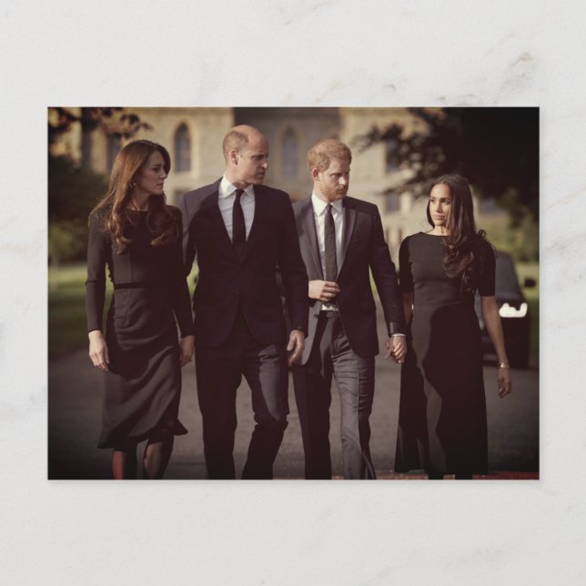 Catherine William Harry Meghan Long Walk 2022 Postkarte (Vorderseite)