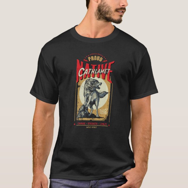 Cathlamet Native American Indian Geborener Wolf-Ge T-Shirt (Vorderseite)