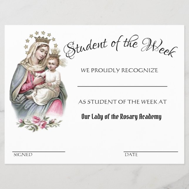 Catholic Achievement School Certificate Award Flyer (Vorne)