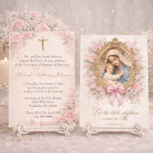 Catholic Baptism Christening Mary Jesus Roses