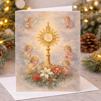 Catholic Christmas Eucharistic Adoration Angels Feiertagskarte