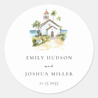 Catholic Church Tropical Wedding Runder Aufkleber