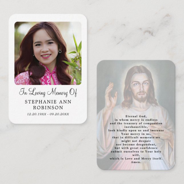  Catholic Divine Mercy Jesus Funeral Prayer Card Visitenkarte (Vorne/Hinten)