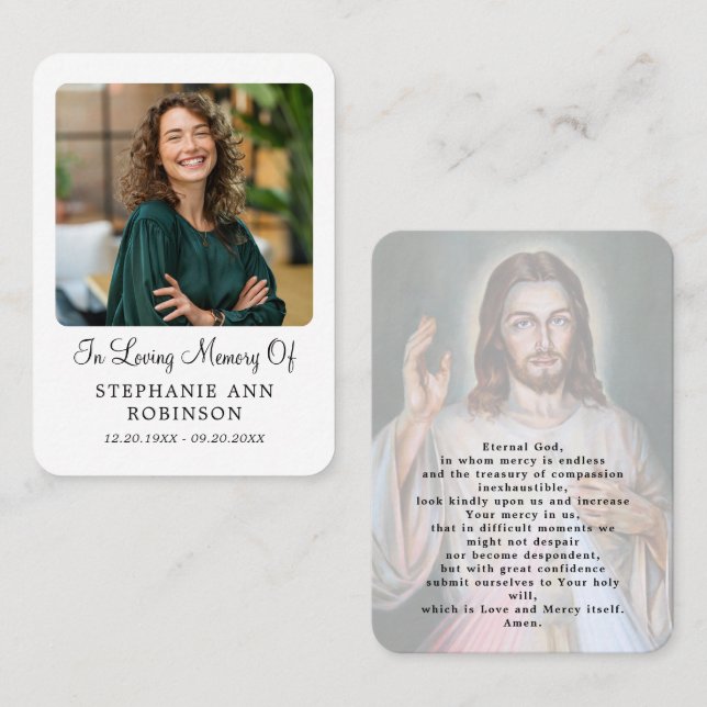  Catholic Divine Mercy Jesus Funeral Prayer Card Visitenkarte (Vorne/Hinten)