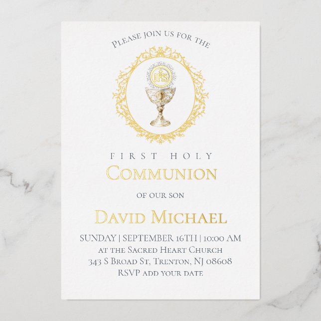 catholic first communion Eucharist Folieneinladung (Vorderseite)