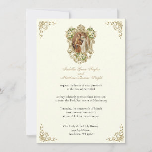 CATHOLIC FLORAL GOLD  CARTES DE FIANÇAILLES