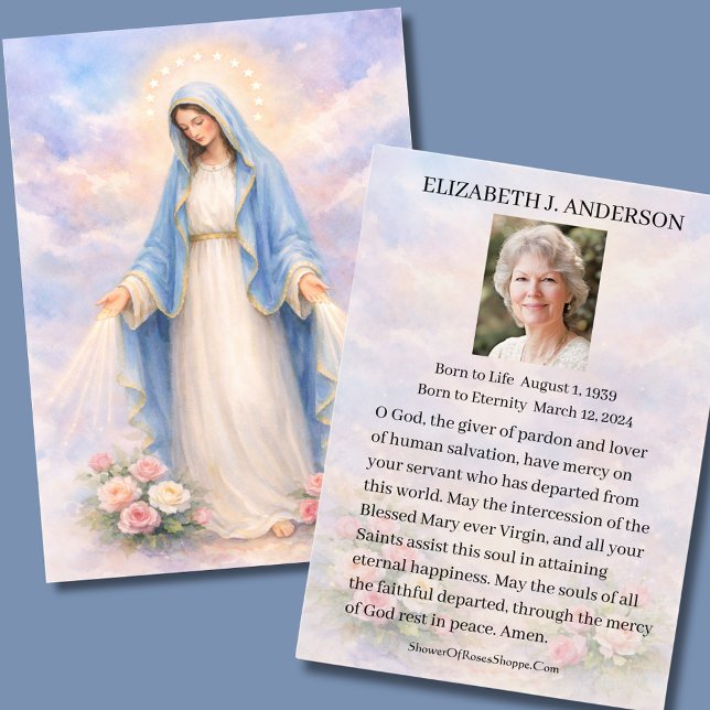 Catholic Funeral Mary Memorial Prayer Holy Card (Von Creator hochgeladen)