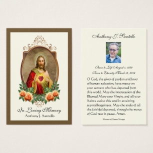 Catholic Funeral Memorial Prayer Holy Card