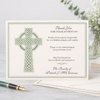 Catholic Funeral Thank You Irish Celtic Cross Dankeskarte