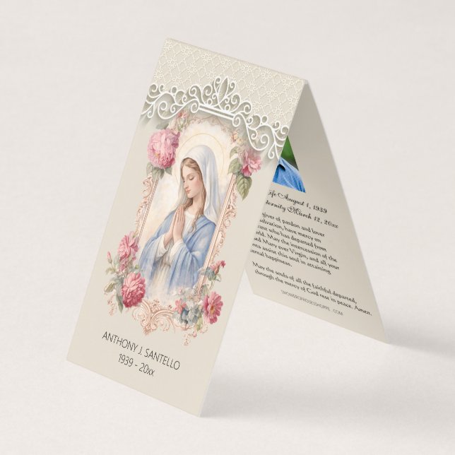 Catholic Funeral Virgin Mary Prayer Holy Card Visitenkarten (Vorderseite)