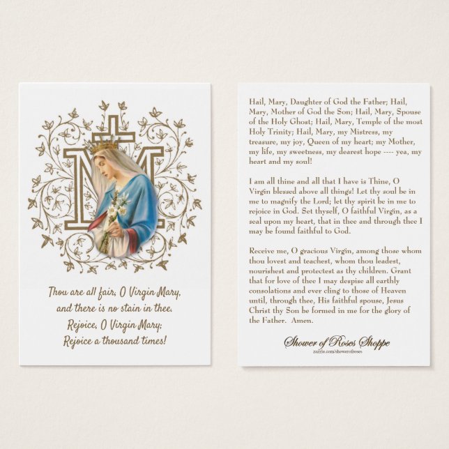 Catholic Holy Card Virgin Mary Religious Prayer (Vorne & Hinten)
