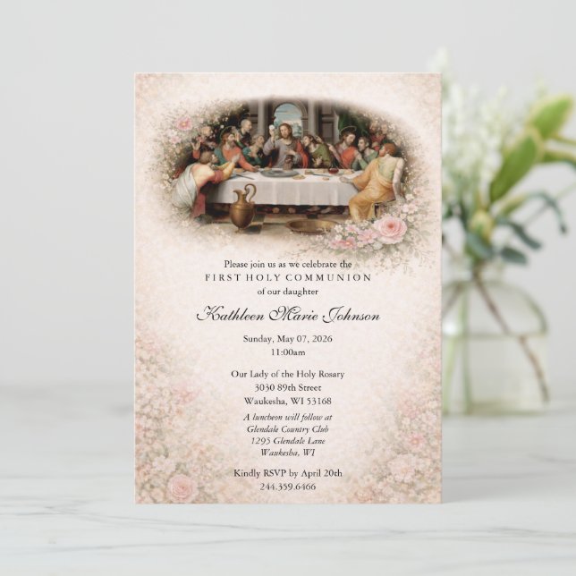 Catholic Jesus First Communion Invitations Einladung (Stehend Vorderseite)