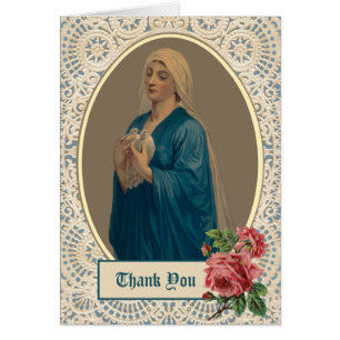 Catholic Mary Funeral Sympathy Holy Card Thank You