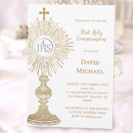 Catholic monstrance design | First Holy Communion Einladung