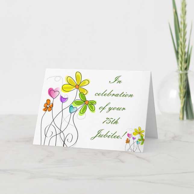 Catholic Nun Diamond 75. Jubilee Floral Card Karte (Vorderseite)