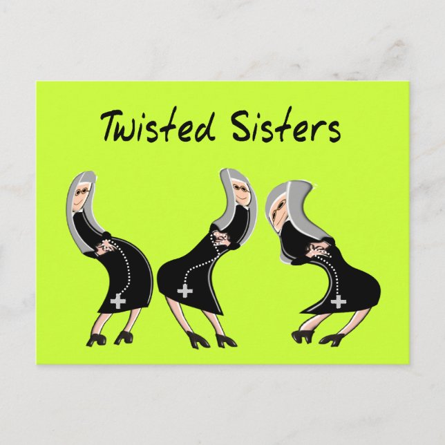 Catholic Nun Gifts "Twisted Sisters" Design Postkarte (Vorderseite)