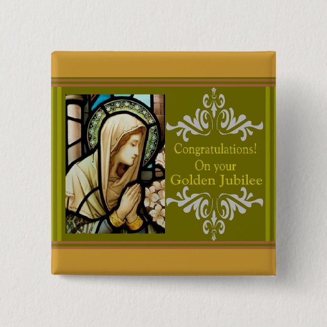 Catholic Nun "Golden Jubilee" Karten & Geschenke Button (Vorderseite)