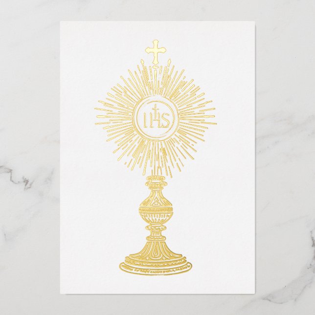 catholic small 5" x 7" Eucharist monstrance  Folieneinladung (Vorderseite)