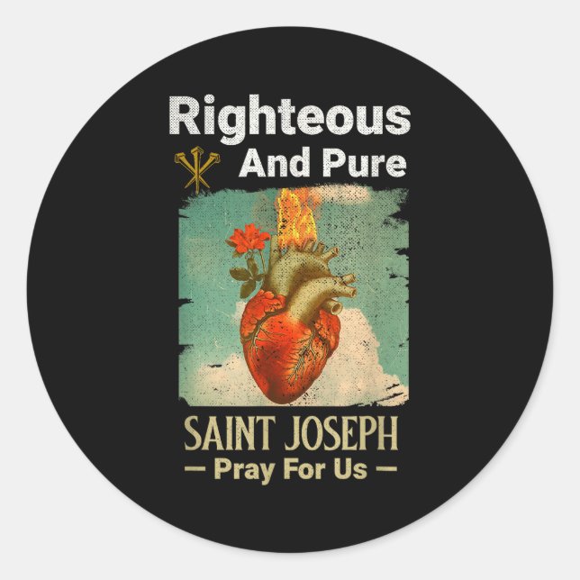 Catholic St. Joseph, Patron Saint Of Fathers, Pray Runder Aufkleber (Vorderseite)