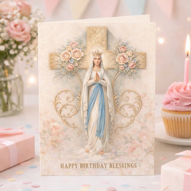 Catholic Virgin Mary Religious Birthday Card Karte (Von Creator hochgeladen)