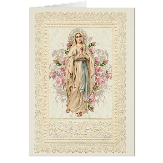 Catholic Virgin Mary Rosary Floral Lace (Devant)