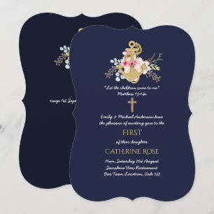Catholique 1er anniversaire Invitation aquarelle F