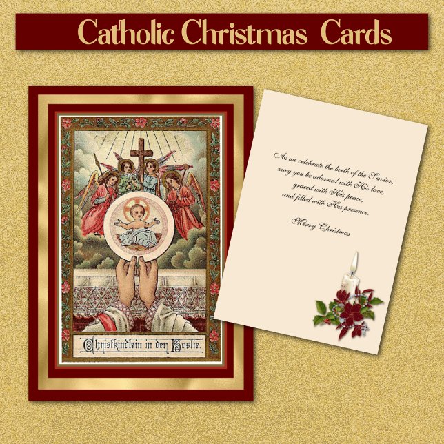 Catholique Allemand Jésus Angles de Noël Hôte (German Catholic Christmas Cards - Easy to personalize)