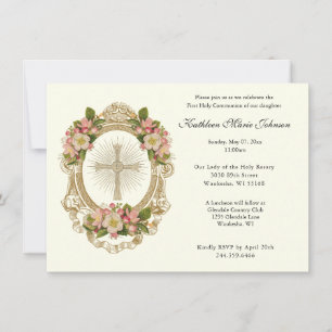Catholique Croix première communion Invitations