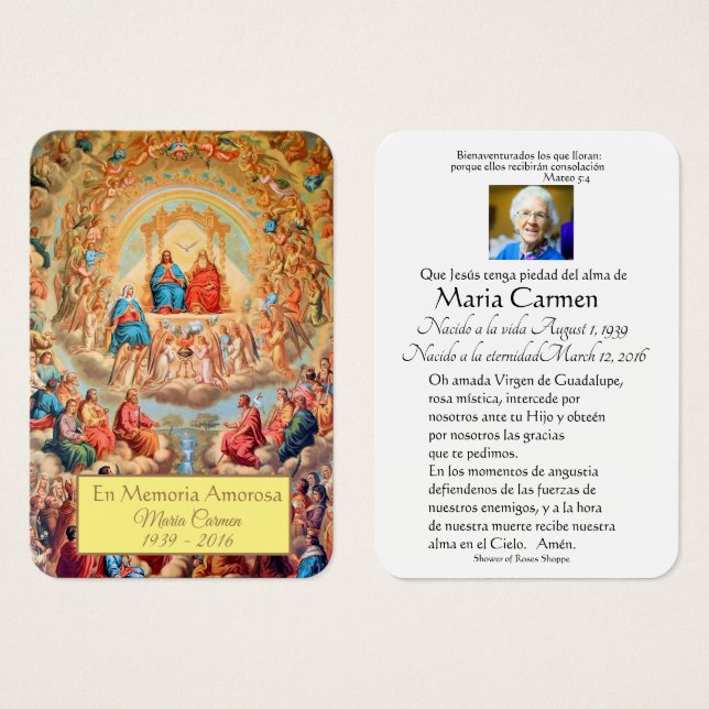 Catholique Espagnol Jésus Religieux Funérailles Ca (Devant & derrière)
