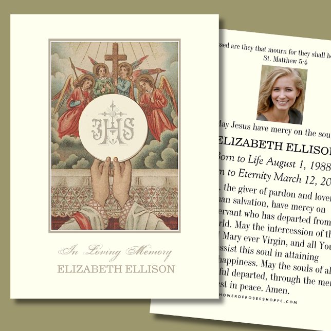 Catholique Jésus Eucharistie Ange carte de prière  (Créateur téléchargé)