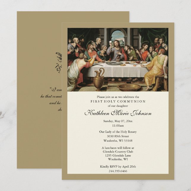 Catholique Jésus Première communion Invitations (Devant / Derrière)