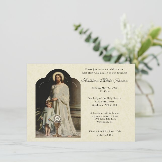 Catholique Jésus Première communion Invitations (Debout devant)