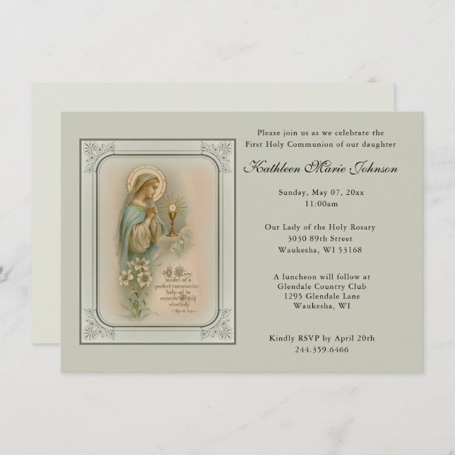 Catholique Jésus Première communion Invitations (Devant / Derrière)