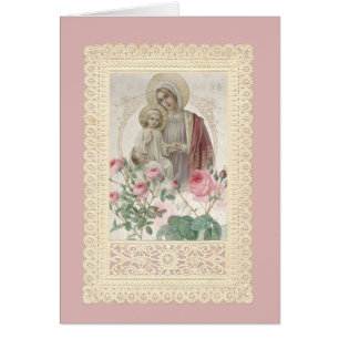 Catholique Marie Jésus Dentelle florale religieuse