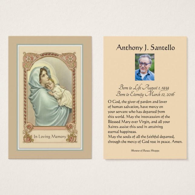 Catholique Marie - Prière commémorative Carte Sain (Devant & derrière)