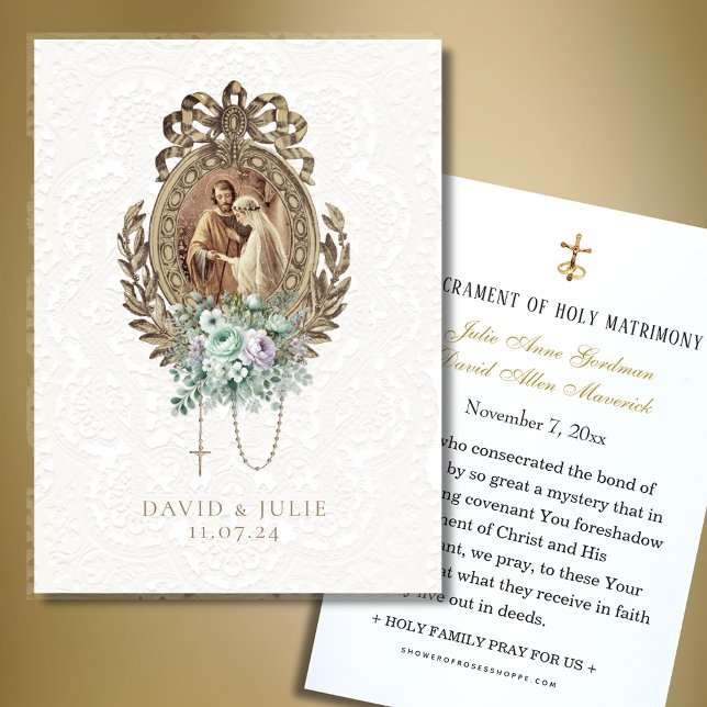 Catholique Mary Joseph Floral Mariage Cartes de pr (Créateur téléchargé)
