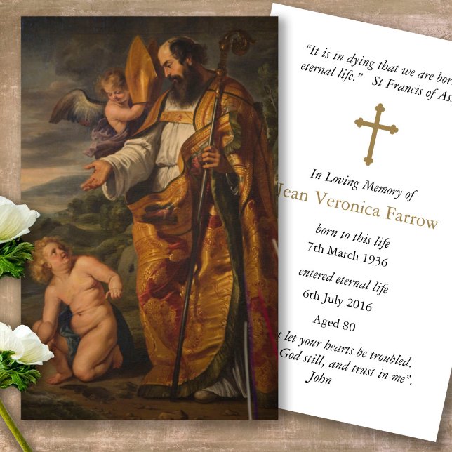Catholique Perte St Augustine Prière Cartes de Sym (catholic, religious, celebration of life, in loving memory of, prayer cards for bereavement)