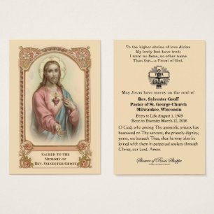 Catholique Prêtre Jésus Funéraire Carte Sainte