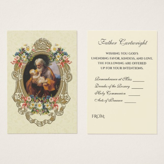 Catholique Saint-Joseph Bouquet spirituel Cartes s (Devant & derrière)