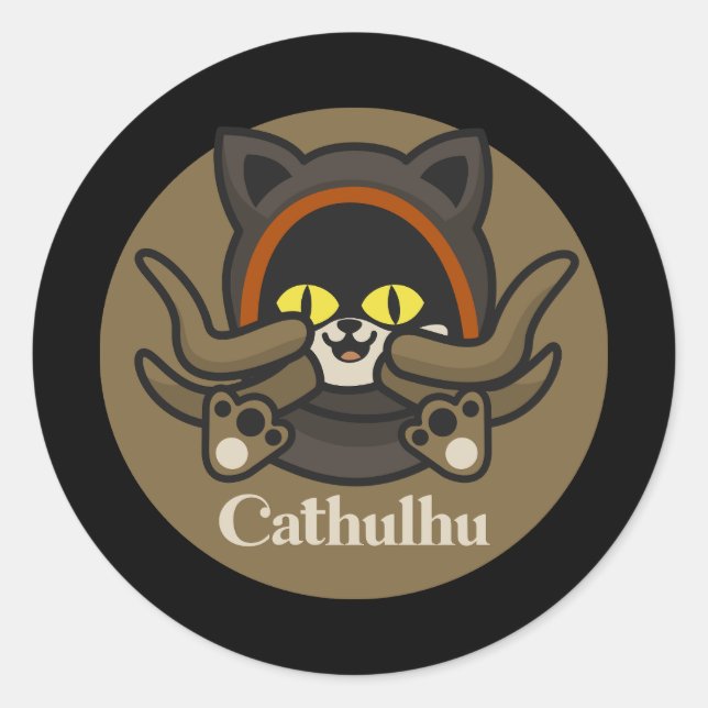 Cathulhu Runder Aufkleber (Vorderseite)