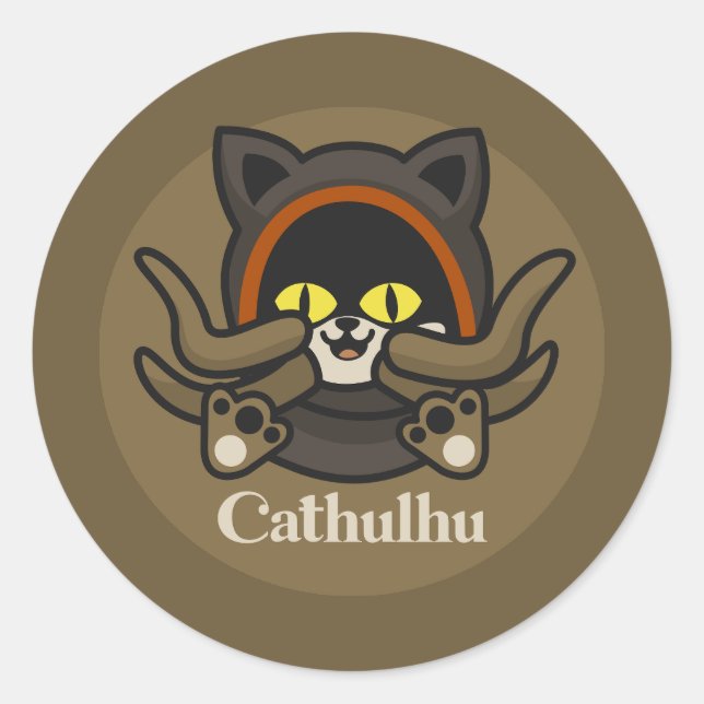 Cathulhu Runder Aufkleber (Vorderseite)