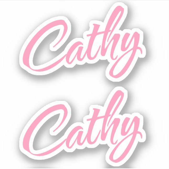 Cathy Decorative Name in Pink x2 Aufkleber (Vorderseite)