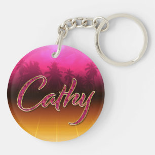 Cathy Vorname Name golden pink Schlüsselanhänger