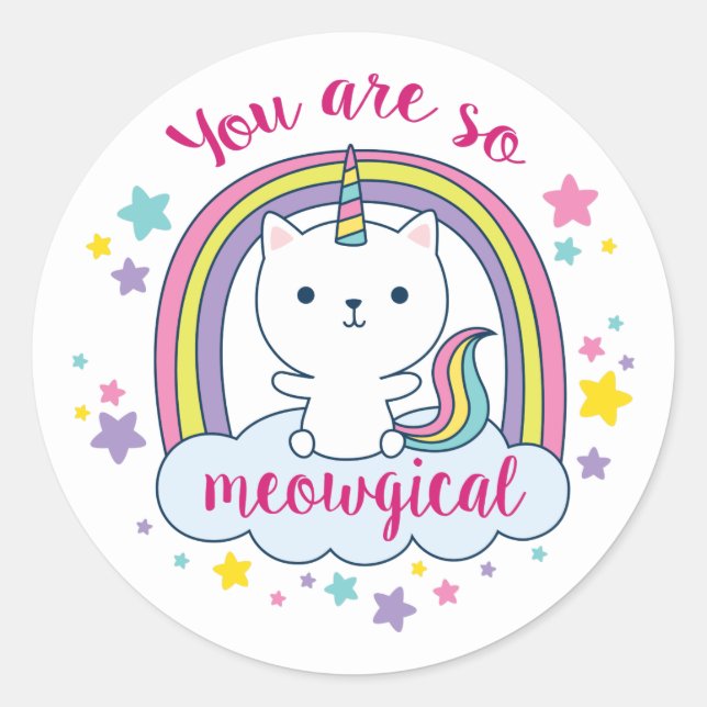 Caticorn | Aufkleber | weiß (Vorderseite)