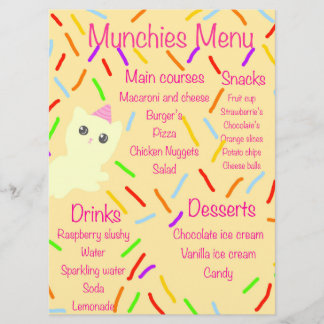Caticorn Birthday Party Menu