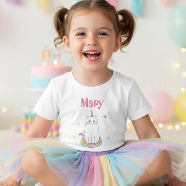 Caticorn Cat Meow-Gical Girl Kindername T - Shirt (Von Creator hochgeladen)