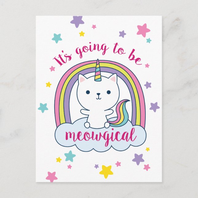 Caticorn | Einladung auf Postkarte | weiß (Vorderseite)