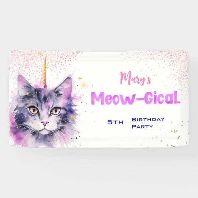 Caticorn Meow-Gical Birthday Banner (Horizontal)